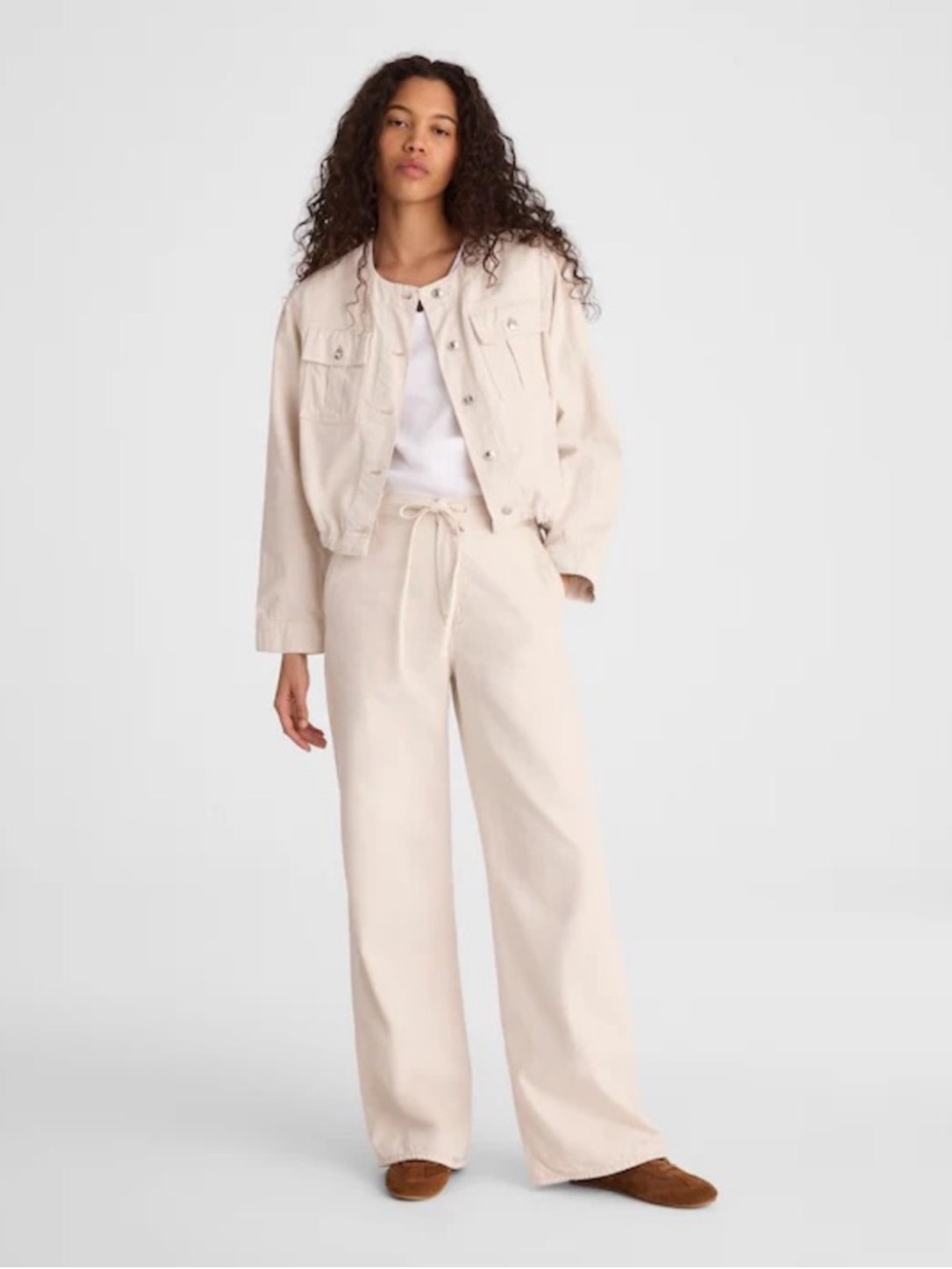 Madewell Ultimate Wide Leg Pant Cream Vintage Canvas Airy Denim NZ211 Size 28